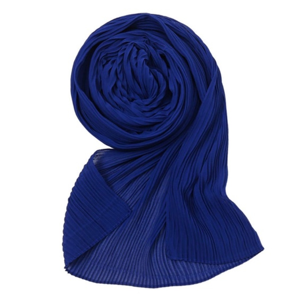 Finely pleated hijab stretchy hijab Islamic scarf shayla Royal Blue Hijab